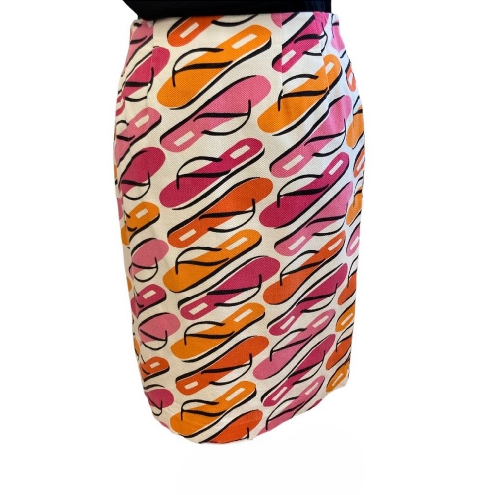 Cotton Novelty Print Pink and Orange Flip Flops Pencil Skirt Size 4
